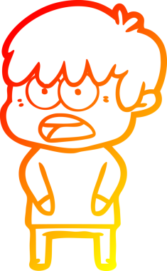 Bir insan tarafından çizilmiş endişeli bir çizgi film çocuğu çizimi.