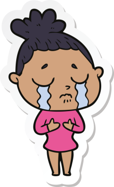 Bir insan tarafından çizilmiş ağlayan bir karikatür çıkartması.