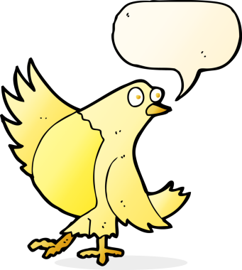 Bir insan tarafından çizilmiş konuşma balonlu dans kuşu.