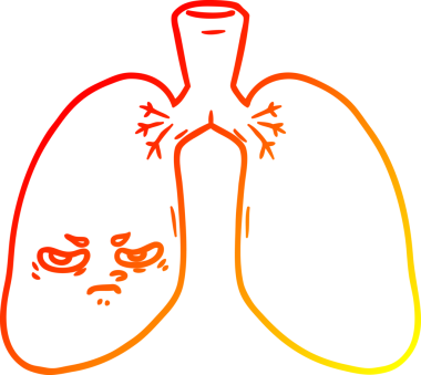 Bir insan tarafından çizilmiş kızgın akciğerlerin sıcak çizgi çizimi
