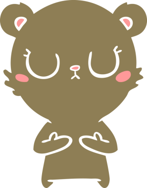 Bir insan tarafından çizilmiş düz renkli çizgi film ayı yavrusu.