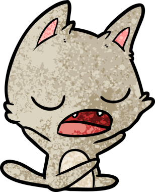 Bir insan tarafından çizilmiş konuşan kedi çizgi filmi.