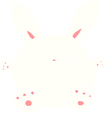 Bir insan tarafından çizilmiş düz renk çizgi film tavşanı.