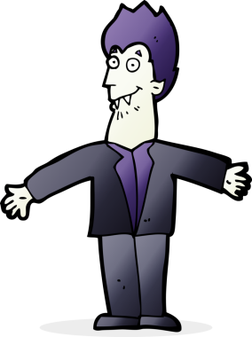 Bir insan tarafından çizilmiş vampir adam çizgi filmi.