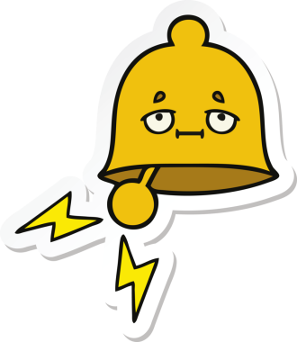 Bir insan tarafından çizilmiş sevimli bir karikatür zili çıkartması.