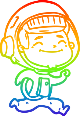 gökkuşağı gradyan çizimi mutlu bir çizgi astronot çizimi bir insan tarafından çizildi