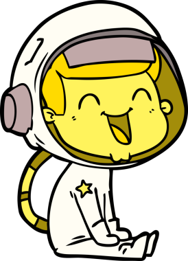 Bir insan tarafından çizilmiş mutlu astronot çizgi filmi.