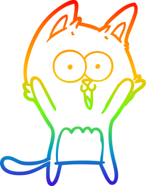 gökkuşağı gradyan çizimi bir insan tarafından çizilmiş komik bir çizgi film kedisi