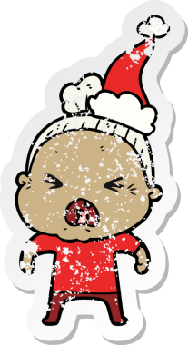 Bir insan tarafından çizilmiş Noel Baba şapkası giymiş kızgın yaşlı bir kadının el yazısı.