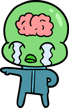 Bir insan tarafından çizilmiş koca beyinli bir uzaylı ağlaması.