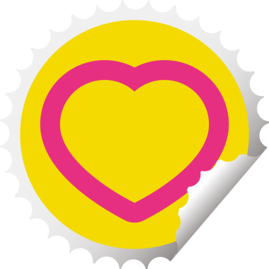 kalp grafik vektörü dairesel soyma etiketi bir insan tarafından çizilmiş