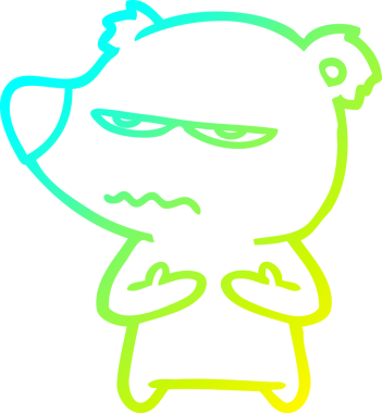 Sinirli bir ayı karikatürünün insan tarafından çizilmiş soğuk gradyan çizimi