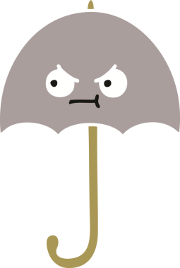 Bir insan tarafından çizilmiş düz renkli bir şemsiye.