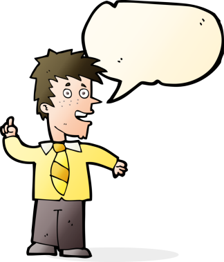 Bir insan tarafından çizilmiş konuşma baloncuğu fikri olan bir çizgi film adamı.