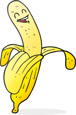 Bir insan tarafından çizilmiş karikatür muz.