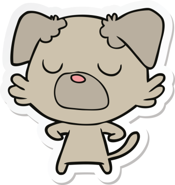 Bir insan tarafından çizilmiş bir köpeğin çıkartması.