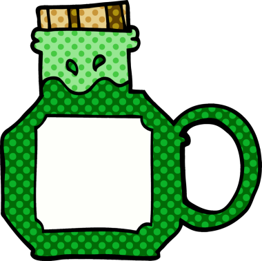 Bir insan tarafından çizilmiş yeşil iksir.