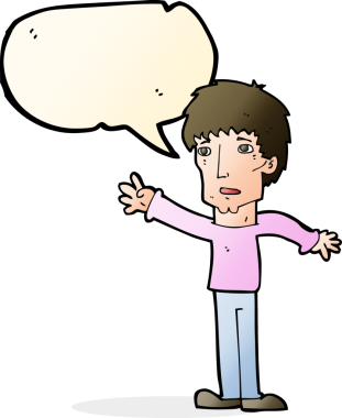 Çizgi filmdeki endişeli adam bir insan tarafından çizilmiş düşünce balonuyla uzanıyor.