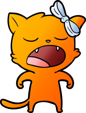 Bir insan tarafından çizilmiş esneyen kedi çizgi filmi.