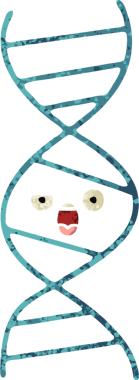 Bir insan tarafından çizilmiş bir DNA ipliğinin retro çizim stili karikatürü