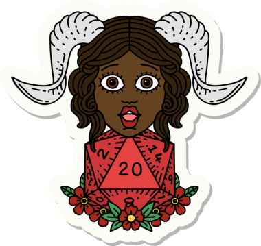 Bir insan tarafından çizilmiş D20 doğal zar atma etiketi