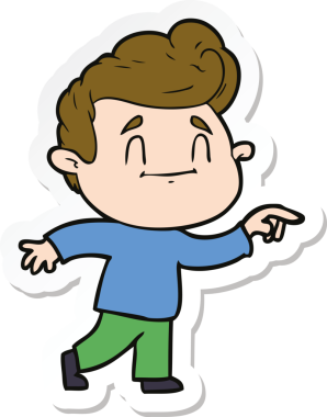 Bir insan tarafından çizilmiş mutlu bir çizgi film karakterinin çıkartması.