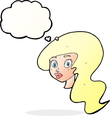 Bir insan tarafından çizilmiş düşünce kabarcığı olan güzel bir kadın yüzü.