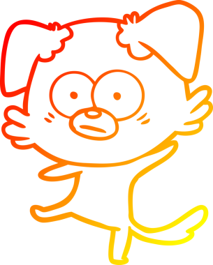 Bir insan tarafından çizilmiş gergin bir köpek çizgi filminin sıcak gradyanı.