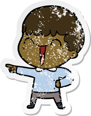 Bir insan tarafından çizilmiş mutlu bir adamın sıkıntılı çıkartması.