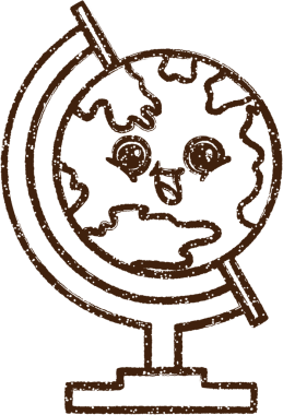 Bir insan tarafından çizilen Coğrafya Küresi Kömür Çizimi