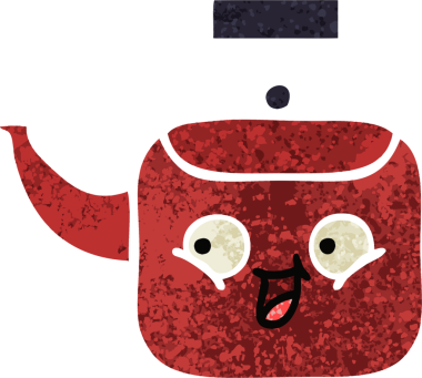 Bir insan tarafından çizilmiş bir çaydanlığın retro çizim tarzı karikatürü