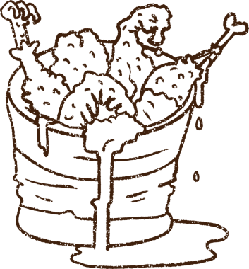 Bir insan tarafından çizilmiş kızarmış tavuk kömürü.