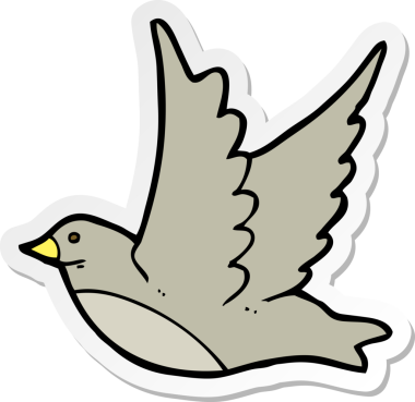 Bir insan tarafından çizilmiş uçan kuşun çıkartması.