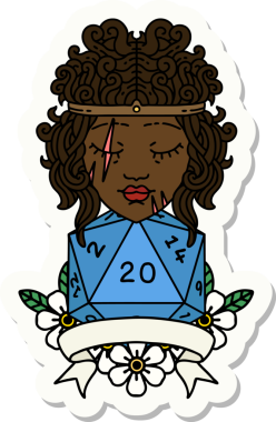 Bir insan tarafından çizilmiş 20 zarlı bir insan barbarının çıkartması.