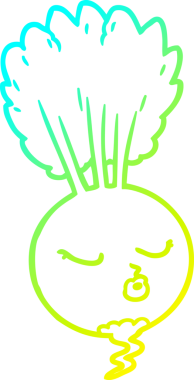 Bir insan tarafından çizilmiş karikatür kökü bitkisinin soğuk gradyan çizimi