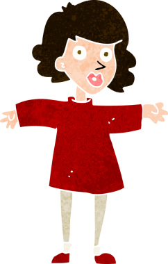 Bir insan tarafından çizilmiş çizgi filmdeki gergin kadın.