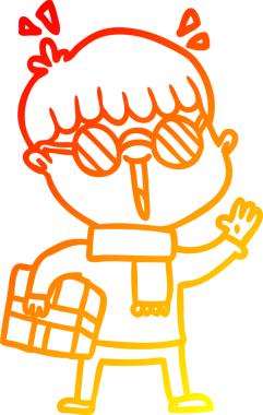 Bir insan tarafından çizilmiş paketli bir çizgi film çocuğu çizimi.