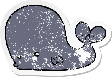 Bir insan tarafından çizilmiş karikatür balinasının sıkıntılı çıkartması.