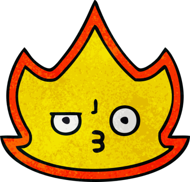 Bir insan tarafından çizilmiş ateş alevinin retro grunge dokusu