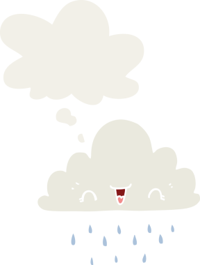 Düşünce baloncuklu karikatür fırtına bulutu insan tarafından çizilmiş.