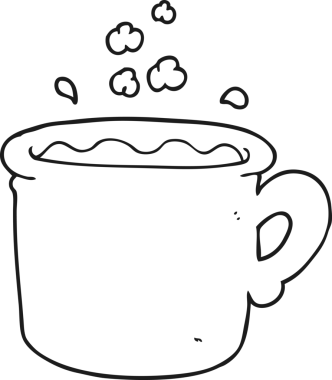 Bir insan tarafından çizilmiş siyah beyaz bir kahve fincanı.