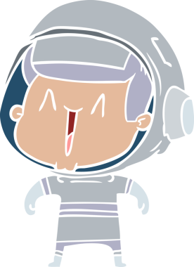 Düz renkli çizgi film astronot bir insan tarafından çizilmiş.