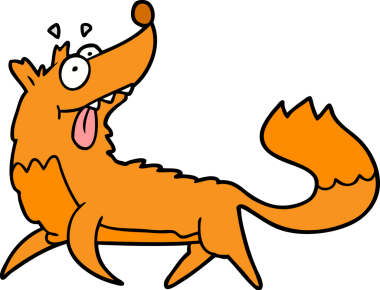 Bir insan tarafından çizilmiş tilki çizgi film karakteri