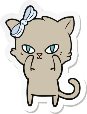 Bir insan tarafından çizilmiş şirin bir çizgi film kedisinin çıkartması.