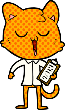 Bir insan tarafından çizilmiş çizgi film kedisi.