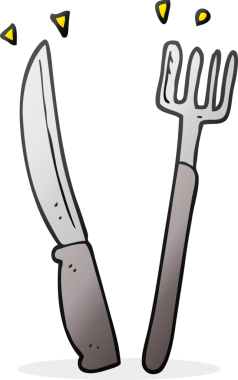 Bir insan tarafından çizilmiş çatal ve bıçak.