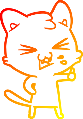 Bir insan tarafından çizilmiş çizgi film kedisinin sıcak çizgi çizimi