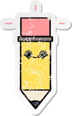 Bir insan tarafından çizilmiş şirin bir karikatür kaleminin sıkıntılı çıkartması.