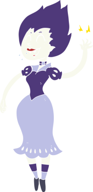 Bir insan tarafından çizilmiş vampir kızın düz renk çizimi