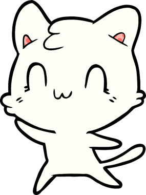 Bir insan tarafından çizilmiş mutlu bir kedi.